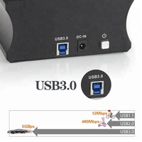 Docking Station Dual Bay untuk SSD/HDD Portabel, Plug and Play, Mendukung Kloning Offline, USB 3.0, untuk SSD/HDD SATA 2.5 inci dan 3.5 inci