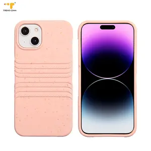 2024 패션 독특한 단색 안티 슬라이딩 휴대 전화 대나무 밀 밀짚 케이스 아이폰 전화 커버
