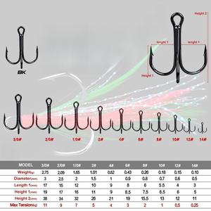 Acier à haute teneur en carbone avec paillettes de plumes Triple crochet Triple crochet résistant à la corrosion adapté à la pêche en eau salée ou en rivière - Product Image 6