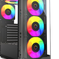Boîtier PC Gamer ATX Mid-Tower avec panneau latéral en verre trempé, compatible ventilateurs RGB, châssis de bureau avec ports USB frontaux
