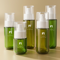 Flacon pulvérisateur en plastique PET PCR vert personnalisé de luxe avec logo, 50-200 ml, conteneur cosmétique à pompe pour les soins de la peau, marque de beauté, étiquette privée