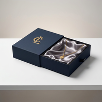 Boîte cadeau de luxe à tiroir coulissant rigide avec logo personnalisé estampé à chaud, doublure intérieure en satin, emballage en papier pour collier et bijoux