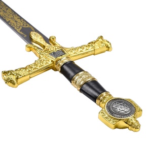 Épée longue du roi Salomon en acier inoxydable de luxe, trois couleurs, 46 pouces, finition miroir, pour décoration murale - Product Image 6