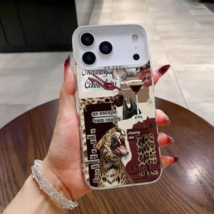 Custodia per cellulare antiurto in acrilico con bordo morbido e retro rigido, design animale leopardo e vino rosso, due in uno - Product Image 3