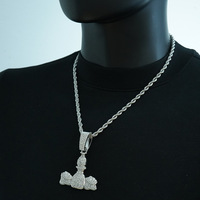 PD3155 Collier Pendentif Sac d'Argent Diamanté pour Homme, Style Hip Hop Urbain, Chaîne Cubaine en Alliage de Zinc, Personnalisable