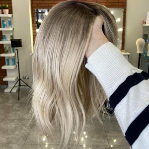 Topper per <span class=keywords><strong>Capelli</strong></span> Kosher Ebraico con Base in Seta, Marrone <span class=keywords><strong>Chiaro</strong></span> Ombré Biondo, 100% <span class=keywords><strong>Capelli</strong></span> Umani Vergini Europei per Donne - Product Image 3