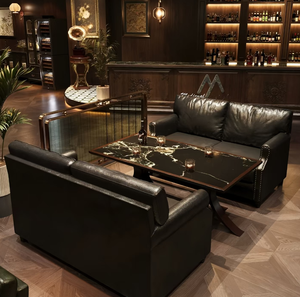 Ensemble de meubles en fût de whisky 4 pièces, canapé <span class=keywords><strong>Chesterfield</strong></span> en <span class=keywords><strong>cuir</strong></span> PU, <span class=keywords><strong>fauteuil</strong></span>, table pour bar et boîte de nuit - Product Image 4