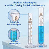 Cylindre gradué en verre borosilicaté de laboratoire médical de haute qualité, 10-1000 ml, pour la mesure chimique en laboratoire, vente en gros