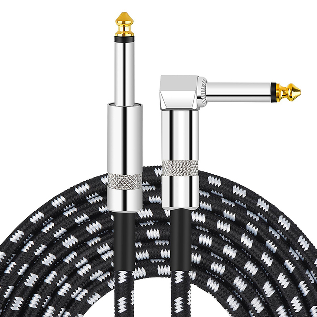 High Quality OFC 3M Braided Angel to Straight 6.35mm 1/4 Inch TS Jack Instrument Bass Pedal Patch Guitar Cable