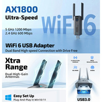 Carte Réseau Sans Fil OEM AX1800 Double Bande USB3.0 WiFi6 Sans Pilote 10/100/1000Mbps pour Ordinateur de Bureau Externe