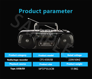 Altavoz de Casete Retro Multibanda de 600W, Reproductor de Audio Portátil Multifrecuencia con <span class=keywords><strong>Radio</strong></span> FM, Reproductor de MP3 y Grabadora - Product Image 2
