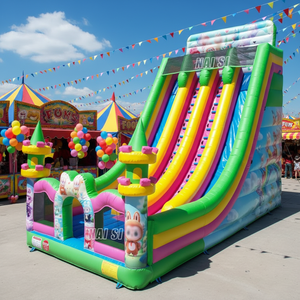 <span class=keywords><strong>Grand</strong></span> toboggan gonflable PVC à double piste, <span class=keywords><strong>château</strong></span> gonflable d'extérieur, parc d'attractions gonflable géant pour adultes - Product Image 1