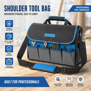Pochette de réparation à accès rapide avec rabat supérieur, organiseur d'outils professionnel pour technicien, sac à bandoulière en polyester personnalisé imprimé - Product Image 1