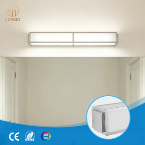 COMBO Applique murale LED en acier inoxydable, abat-jour rectangulaire en verre blanc, lumière blanche neutre 4100K pour salle de bain, design minimaliste - Product Image 1