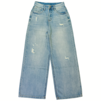 Jean en denim délavé léger taille haute coupe large décontracté pour femme, modèle Joker, haute qualité, personnalisable, collection 2026