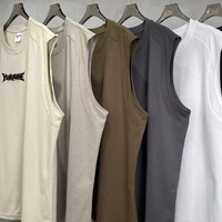 YKH 190GSM logotipo personalizado sin mangas hombres tanque verano Oversize Cool Feeling sin mangas hombres cuello redondo camisas