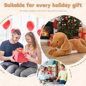 OEM kalite MorisMos çevre dostu kahverengi peluş oyuncak köpek dolması hayvan yavru çocuklar arkadaşı için Plushie binmek çalma süresi eğlenceli hediye - Product Image 5