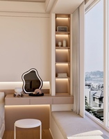 Table de toilette et armoire intégrée modernes, écologiques et personnalisables de haute qualité pour hôtel, appartement, chambre à coucher
