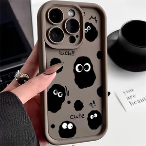 Xu Hướng Thiết Kế May Mắn Nhỏ Màu Đen Than Điện Thoại Trường Hợp Đối Với <span class=keywords><strong>iPhone</strong></span> 15 Pro Max 14 13 12 11 XS XR Kẹo Frosted Chống Sốc Bìa - Product Image 3