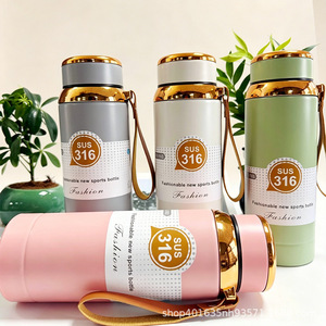Bouteille d'eau isotherme sport en acier inoxydable SUS 316 grande capacité avec sangle pour les voyages en plein air et usage professionnel - Product Image 1