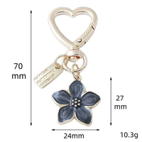 Porte-clés Cœur Fleur de Cerisier Mignon en Métal Émaillé, Personnalisable en Gros, Charmant pour Femme, pour Voiture, Sac, Bijou, Cadeau