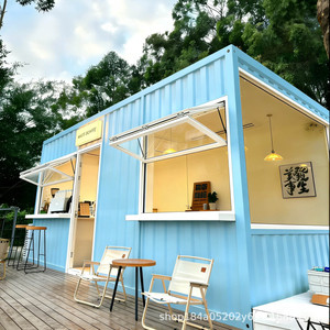 บ้านคอนเทนเนอร์แบบขยายได้ทันสมัย สีฟ้า รูปทรงสี่เหลี่ยมผืนผ้า พร้อมหน้าต่างและประตู สำหรับใช้งานกลางแจ้ง - Product Image 4