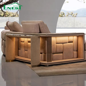 Canapé incurvé modulaire de luxe haut de gamme canapé <span class=keywords><strong>demi</strong></span>-<span class=keywords><strong>lune</strong></span> rembourré ensemble de canapés en <span class=keywords><strong>cuir</strong></span> de salon pour meubles de maison Villa - Product Image 4
