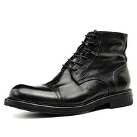 Bottes Richelieu montantes Goodyear haut de gamme faites à la main pour hommes, motif léopard, rehaussantes, à lacets, en cuir véritable, bout rond, pour le bureau et la carrière