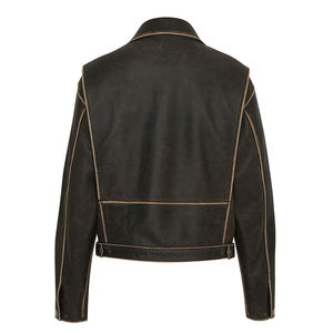 Chaqueta de Motociclista de Cuero Genuino para Mujer, Estilo Regular, de Alta Calidad, con Logotipo Personalizado, Acolchada con Tela de Lana y Algodón - Product Image 3