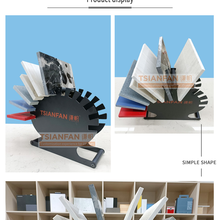 Factory Custom Size Table Top Metal Slotted  Sample Artificial Mabler Granite Quartz Stone Ceramic Tile Display Rack