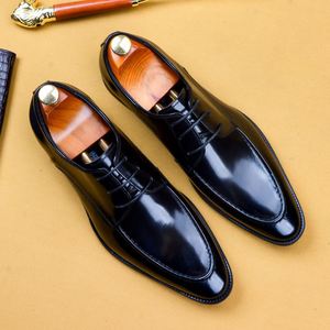 Chaussures Oxford décontractées pour hommes, style britannique, en cuir véritable, à lacets, antidérapantes, respirantes, légères, à bout carré, semelle en caoutchouc - Product Image 2