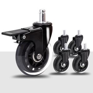 Roulettes universelles modernes à verrouillage de 3 pouces, charge de 50 kg, roulettes en polyuréthane <span class=keywords><strong>pour</strong></span> tapis, chaise, roulettes pivotantes - Product Image 1