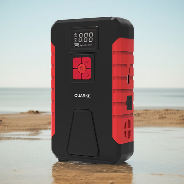 12V Car Jump Starter with Air Compressor Pump 12V Portable Emergency Battery Booster & Tire Inflator for SUV Car Motorcycle