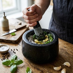 Heavy Duty Natural Black Granite Mortar and Pestle Set Heavyweight Spice <b>Herb</b> <b>Grinder</b> Guacamole Pestle Mortar Bowl <b>for</b> Kitchen - Product Image 6