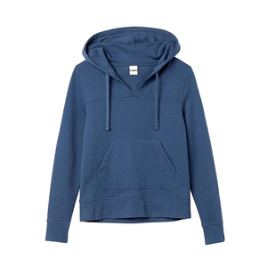 Sudadera con capucha de lana informal para mujer con cuello en V abierto de manga larga de corte clásico Material de punto con bolsillo de canguro - Product Image 1