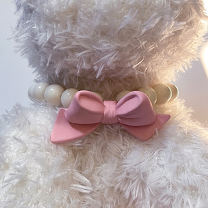 Collar de perro con lazo <span class=keywords><strong>rosa</strong></span> para mascotas a la moda, collar de gato, joyería, accesorios para cachorros, perro pequeño y mediano, productos para mascotas - Product Image 2