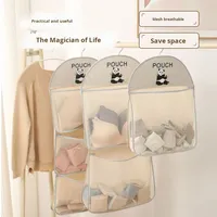 Bolsa de malla colgante de poliéster, portátil, lavable y ecológica, para almacenamiento de calcetines y ropa interior, ideal para puerta de armario o dormitorio en verano.