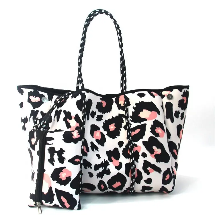 Wholesale Totes Leopard Bag Bag Handbag Custom Large Shoulder Neoprene Leopard Hand Bags Print Ladies Fashion Black Women Vendor