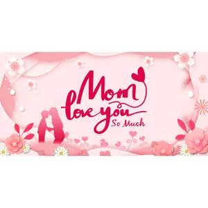 Creative Mother's Day Background Cloth New Pink Love Flag Layout Backdrop Banner Hanging Flag Wholesale