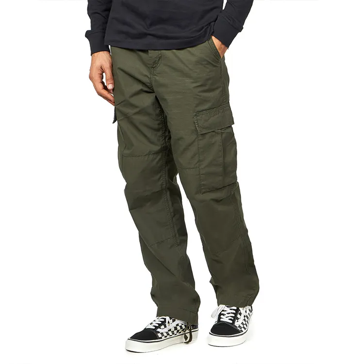 Ripstop fabric men cargo pants with side flap utility pockets men cotton pants