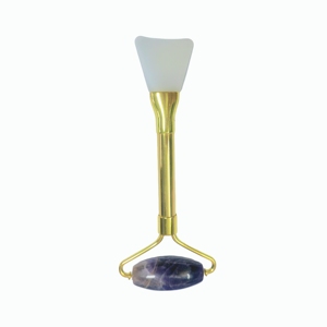 เครื่องนวดหน้าอเมทิสต์ 2 in 1 - ลูกกลิ้งด้ามทองพร้อมหัวซิลิโคนรูปหางปลาสำหรับการกดจุดและผ่อนคลาย - Product Image 2