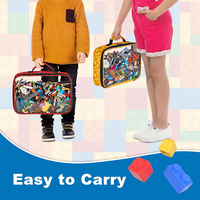 Sac de rangement transparent pour jouets d'enfants avec poignée, imperméable, motif imprimé couleur pour briques Lego, blocs de construction, rangement de voyage