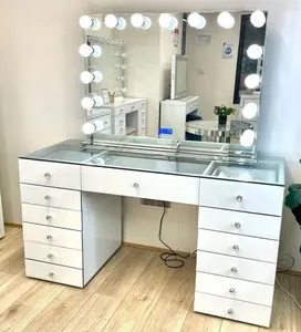 2023 lumière luxe blanc treize tiroirs miroir vanité Table salon miroir meubles coiffeuse commode table de chevet