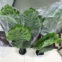 Arbre Bonsaï en plastique de 60 cm x 90 cm, feuilles de Monstera au toucher réel, plantes artificielles Monstera avec pot