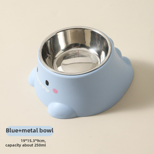 Bacia do aço inoxidável <span class=keywords><strong>pet</strong></span>, gato e cão beber tigela, pé alto anti derrapante e anti knock talheres, proteção do pescoço boca inclinada - Product Image 4