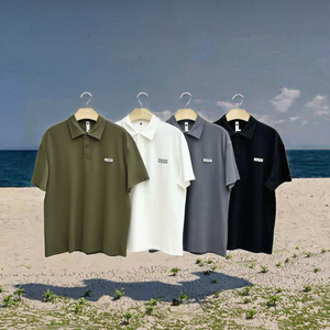 T-Shirt Homme Grande Taille Vintage Surdimensionné pour Polo 100% Coton Respirant Séchage Rapide Motif Brodé Haut Tricoté de Haute Qualité - Product Image 3