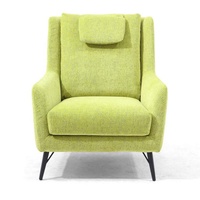 Ensemble de fauteuils modernes jaunes en tissu, à dossier haut capitonné et accoudoirs carrés, pour salon, relaxants, avec pieds en métal noir, pour appartement d'angle