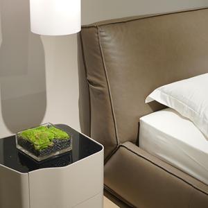 Modern Brown Leather Upholstered <b>Bed</b> <b>Frame</b> with Curved Wrap Around Headboard and Upholstered Base Platform <b>Bed</b> for Bedroom - Product Image 4