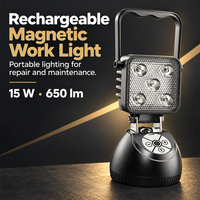 Lampe de travail LED magnétique rechargeable 15W 650lm IP65 étanche 5500K, lampe de travail portative pour la réparation et l'entretien automobile