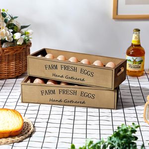 Boîte <span class=keywords><strong>à</strong></span> œufs <span class=keywords><strong>en</strong></span> <span class=keywords><strong>bois</strong></span> de style campagnard écologique Stockage pratique de 24 œufs Supermarché Aliments <span class=keywords><strong>à</strong></span> la ferme Fourniture de cuisine 24 œufs pratique - Product Image 6